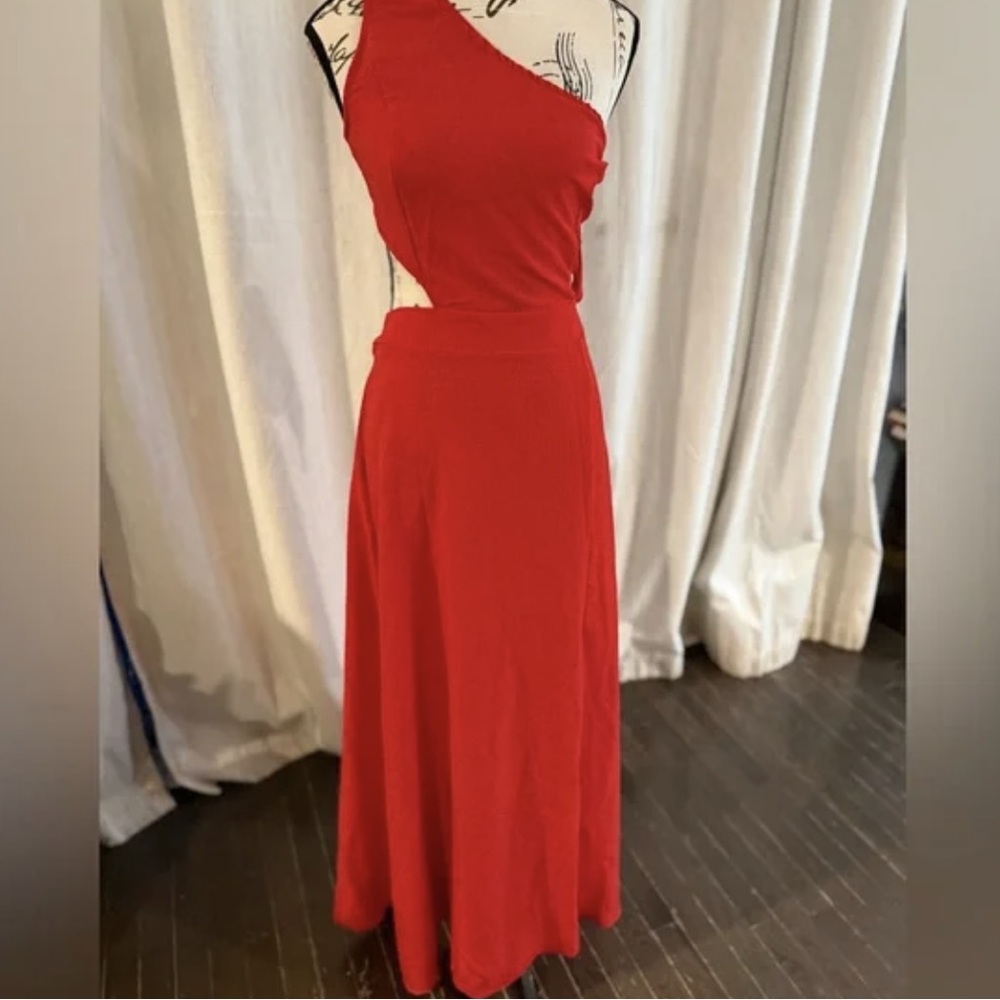 Red One-Shoulder Maxi Dress